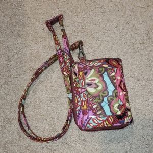 Vera Bradley zip ID w/ lanyard that clips